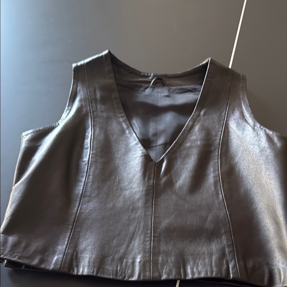 Black Leather Sleeveless Top
